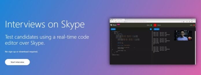 Skype's video call feature with real-time code editor