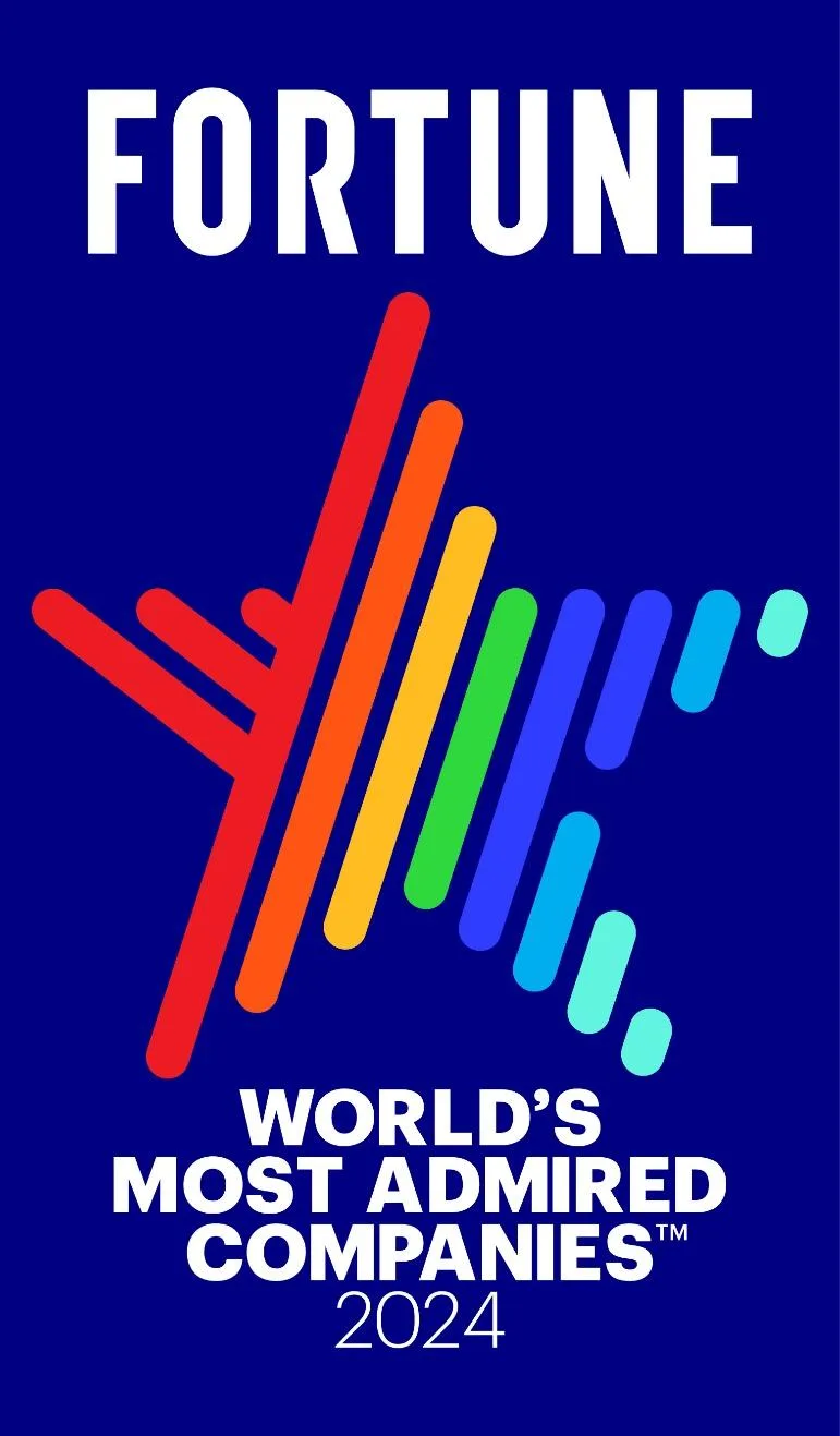 A logo with rainbow lines

Description automatically generated