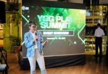 YGG Play Summit: Redefining play and work in the web3 era YGG Pilipinas Country Head Mench Dizon delivers her opening remarks.